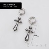 PAIR OF BURNISH CROSS FLEUR DE LIS CROWN 316L SURGICAL STEEL EARRING